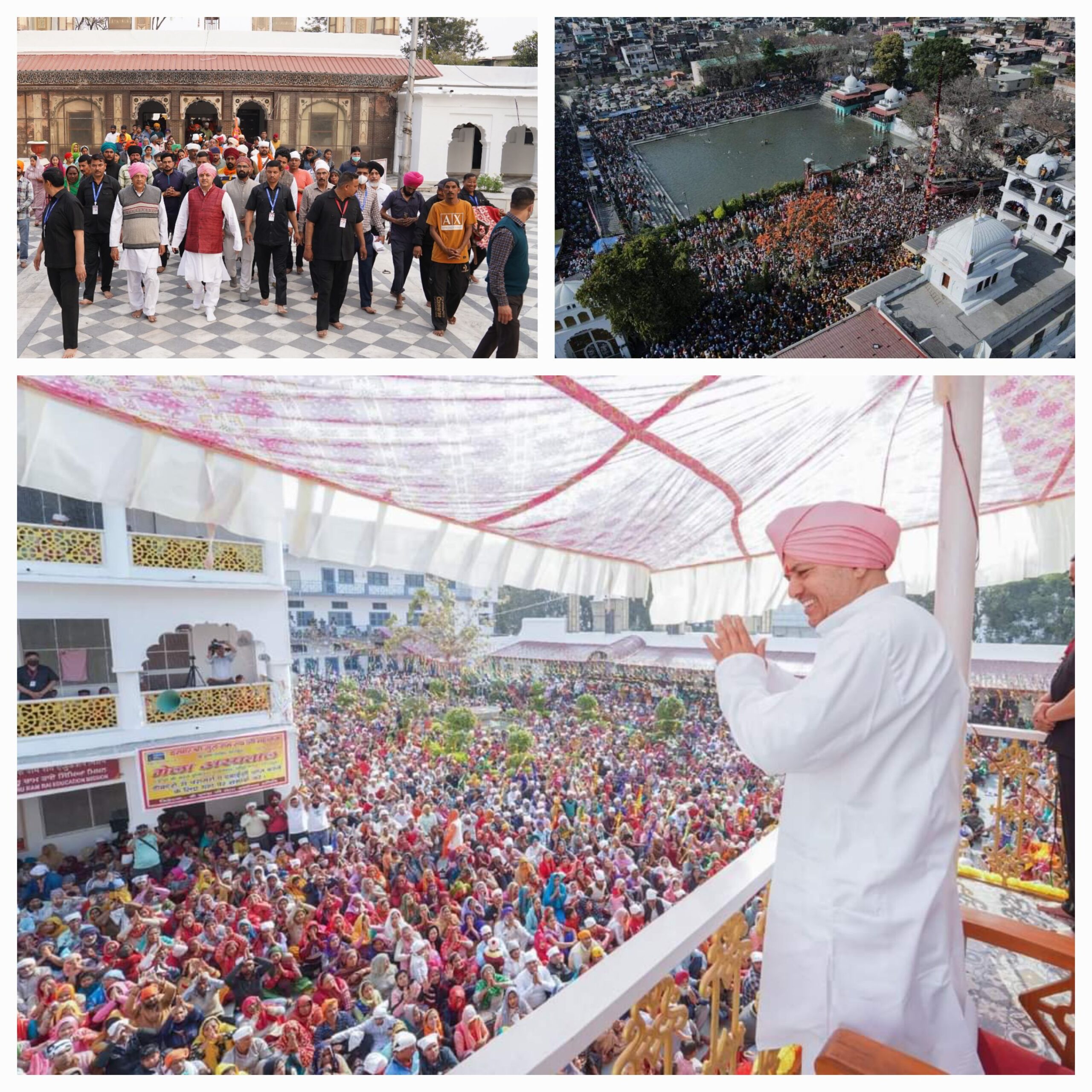पुष्प वर्षा व श्री गुरु राम राय जी महाराज के जयकारों के साथ हुआ श्री दरबार साहिब में पैदल संगत का भव्य स्वागत